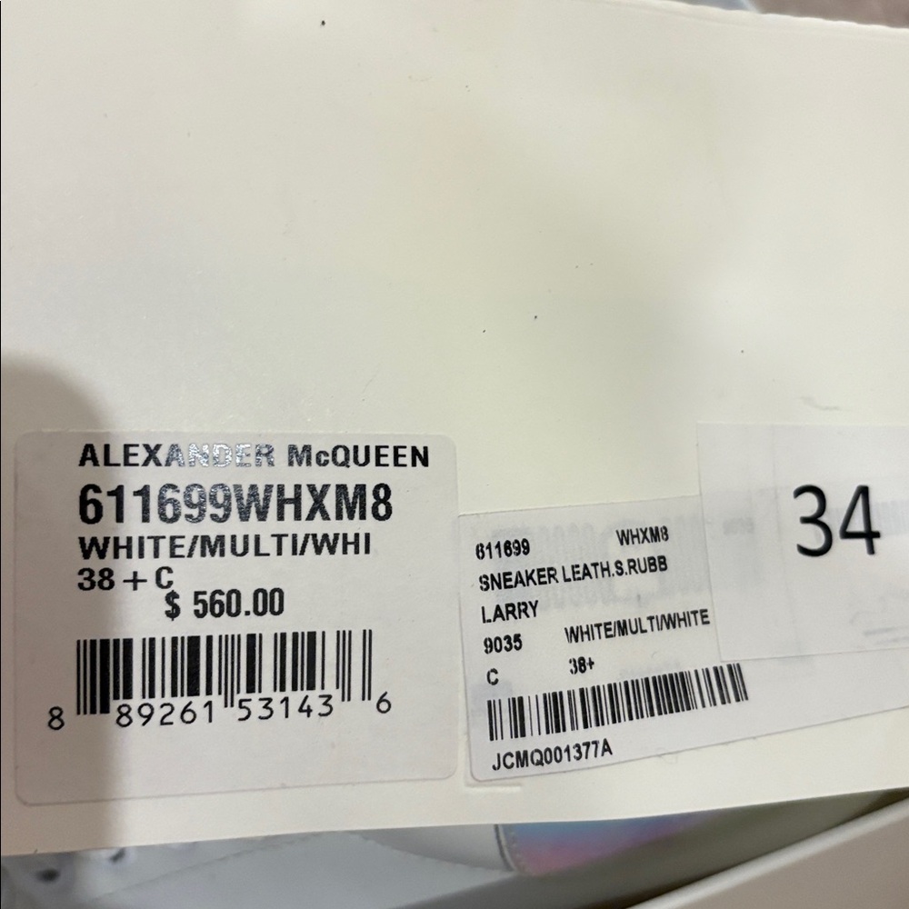 Alexander McQueen White Oversized Sneakers Size 38 Designer Platform Shoes - Picture 5 of 5